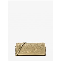 Michael Kors Outlet Jet Set Medium Metallic Leather Clutch