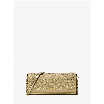 Michael Kors Outlet Jet Set Medium Metallic Leather Clutch
