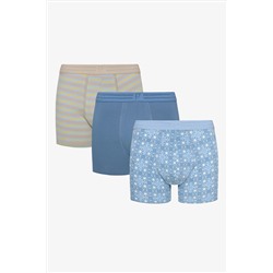 Penti Erkek Pamuklu Blue Design Çok Renkli 3lü Boxer