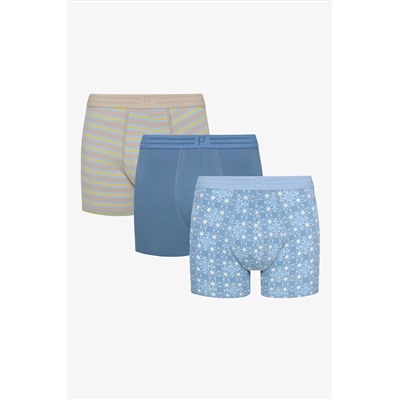Penti Erkek Pamuklu Blue Design Çok Renkli 3lü Boxer