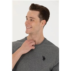 Erkek Antrasit Melanj Bisiklet Yaka Basic Sweatshirt