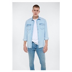 Mavi Rio Ağartılmış Jean Gömlek Fitted / Vücuda Oturan Kesim 0295784123