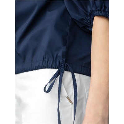 Укороченная блузка с рукавами буфами и с кулиской по низу из эластичного хлопка