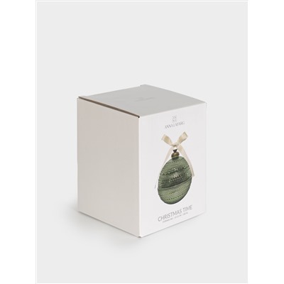 Емкость для хранения, 13х11 см, 180 мл, стекло Р/металл, зеленая, Шар, Сhristmas time