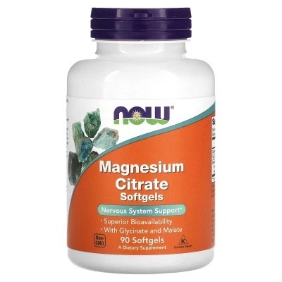 Цитрат магния Now Foods Magnesium citrate, 134 мг, 90 мягких капсул