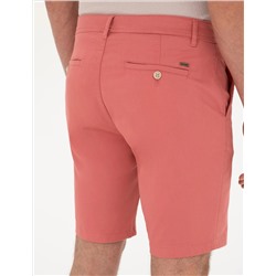 Pembe Slim Fit Dokuma Şort