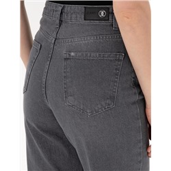 Siyah High Waist Flare Fit Jean Pantolon