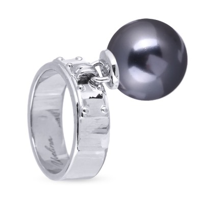 Кольцо (Майорка 14мм темно-серая; покрытие родий), Есть комплект