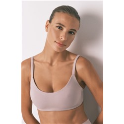 Sujetador tipo top algodón beige