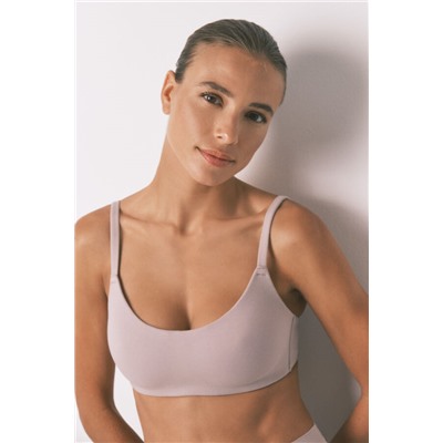 Sujetador tipo top algodón beige