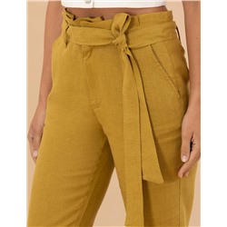 Yeşil Carrot Fit Keten Pantolon