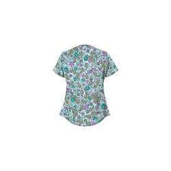 UA Perfect Paisley Pepperminty Snap Front Scrub Top