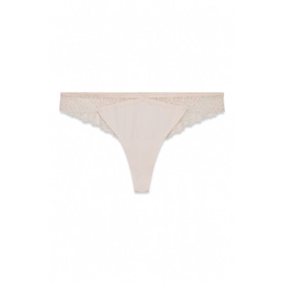 Tanga microfibra y encaje rosa