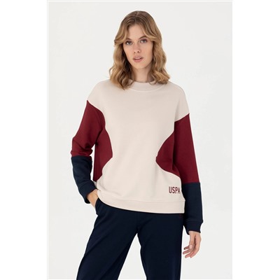 Kadın Krem Bisiklet Yaka Sweatshirt