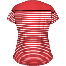UA Sassy Stripes Poppy Y-Neck Print Scrub Top
