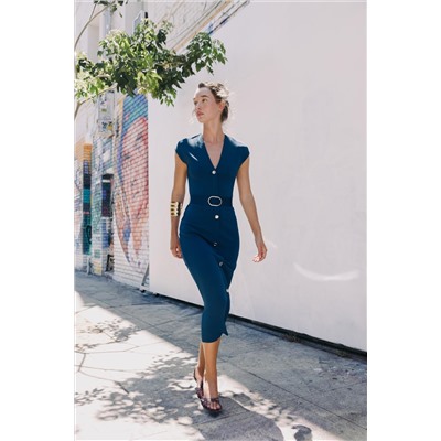 STRETCH MIDI DRESS WITH BELT