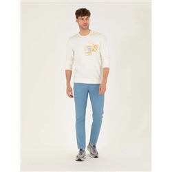 Koyu Mavi Slim Fit Keten Karışımlı Kanvas Pantolon