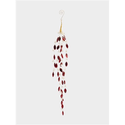 Украшение декоративное, 45 см, подвесное, акрил/металл, красно-белое, Жемчуг, New year
