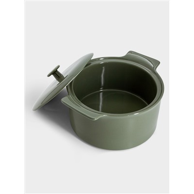 Кастрюля, 3 л, с крышкой, фарфор P, серо-зеленая, Indulgence