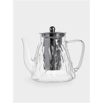 Чайник заварочный, 1 л, стекло Б/сталь, Мятая фактура