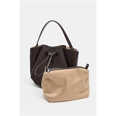 MINI BUCKET BAG WITH TOPSTITCHING