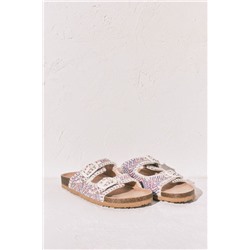 Sandalia bio tiras tejido pespuntes
