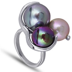 Кольцо (Майорка 9-12мм серо -голубая, холодно -розовая, лиловая хам.; покр родий), Есть комплект