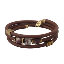 Браслет Терра (сливовый турмалин, каучук шоколад, геиатит; покрытие золото), Есть комплект