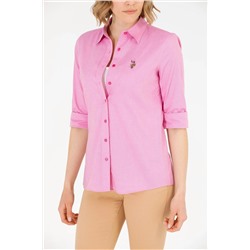 Kadın Fuşya Uzun Kollu Basic Gömlek