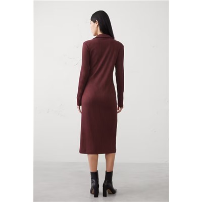 Wide-Ribbed Knit Midi Dress