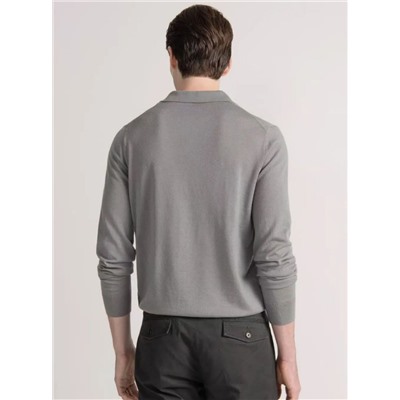 Мужской изысканный вязаный свитер с V-образным вырезом и отворотом