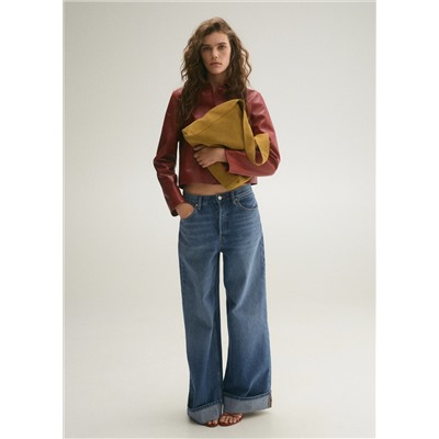 Jeans wideleg bajo vuelto