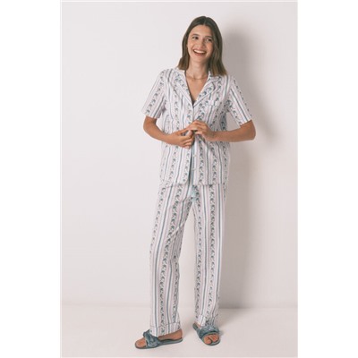 Pijama camisero Capri 100% algodón rayas