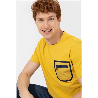 Erkek Safran Bisiklet Yaka Tişört