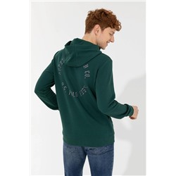Erkek Yeşil Kapüşonlu Sweatshirt