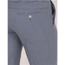 Mavi Çizgili Ekstra Slim Fit Yün Takım Elbise