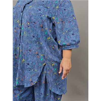 Костюм женский с брюками больших размеров (К-01 клякса)