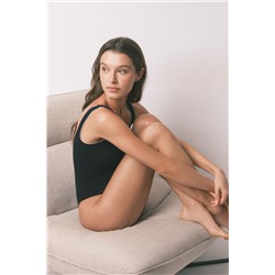 Body sin costuras canalé negro