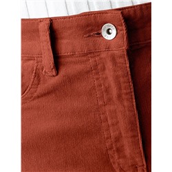 Укороченные эластичные брюки слим из микро вельвета