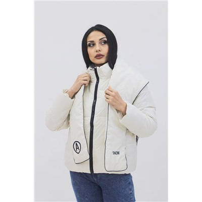 Демисезонная женская куртка весна осень +дутый шарф-косынка 8193