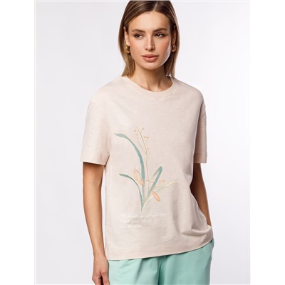 Футболка из фактурного полотна с авторским принтом