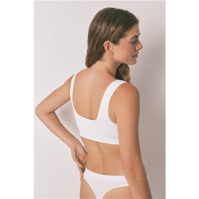 Top sin costuras LOVELY canalé blanco