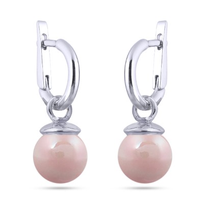 Серьги (Майорка 12мм розовая; покрытие родий), Есть комплект