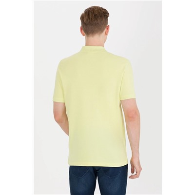 Erkek Açık Sarı Basic Polo Yaka Tişört