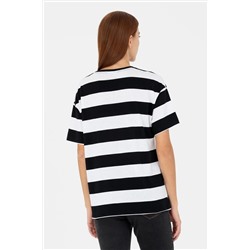 Kadın Siyah Bisiklet Yaka Tişört