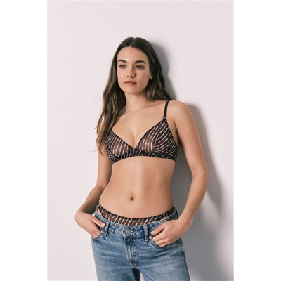 Sujetador triangular tul animal print NATURAL