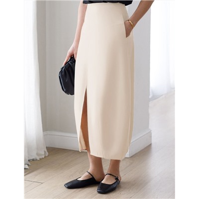 Юбка тюльпан с разрезом скроенная по косой из плотного лиоцелла