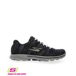 Skechers GOwalk3 Women's Black/Gray Contest Lace Up Shoe