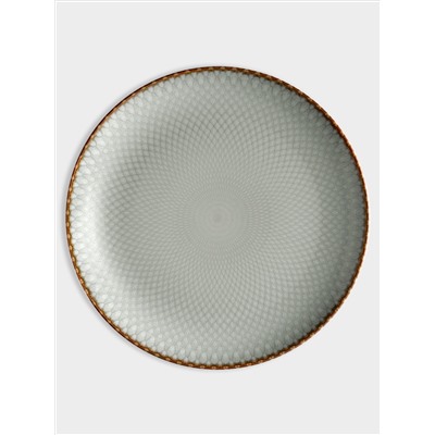 Тарелка обеденная, 27 см, керамика, серо-бежевая, Серые ромбы, Mandala