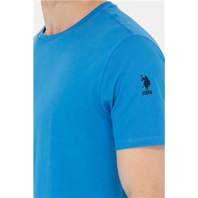 Erkek Saks Basic Bisiklet Yaka Tişört